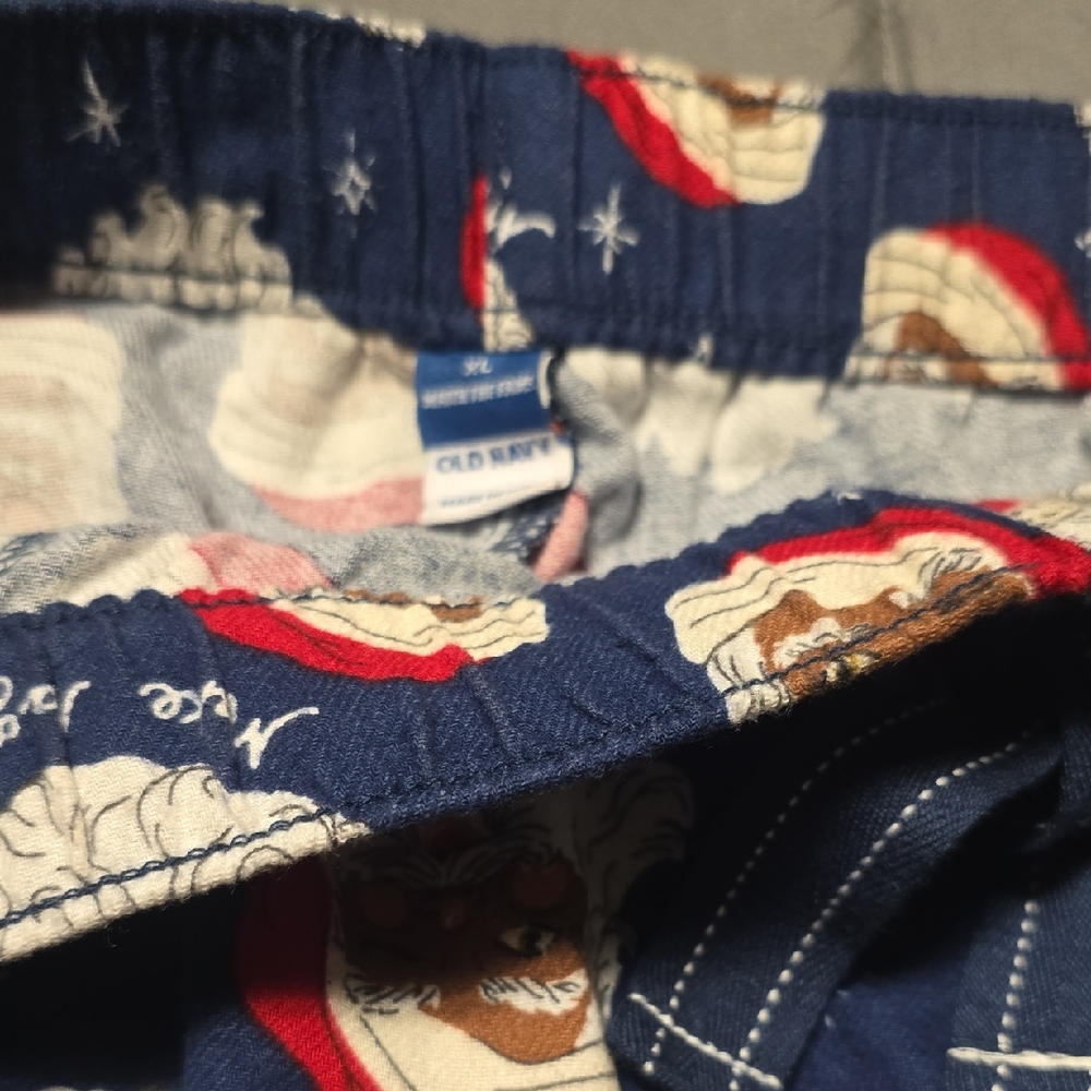 Old Navy Festive Santa Pajama Pants - Blue and Red